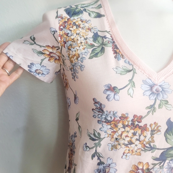 GERARD DAREL VALORA FLORAL-PRINT KNITTED V-NECK SHORT SLEEVE WOMEN'S SIZE MEDIUM - Picture 16 of 16